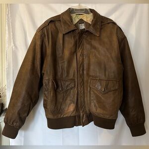 Vintage, Greg Bell, Men’s, Brown Leather, Bomber Jacket